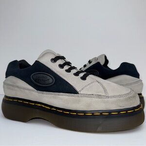 Vintage Dr. Martens MIE 8363 Gray Blue Suede Leather Chunky Buzz Oxfords UK 9